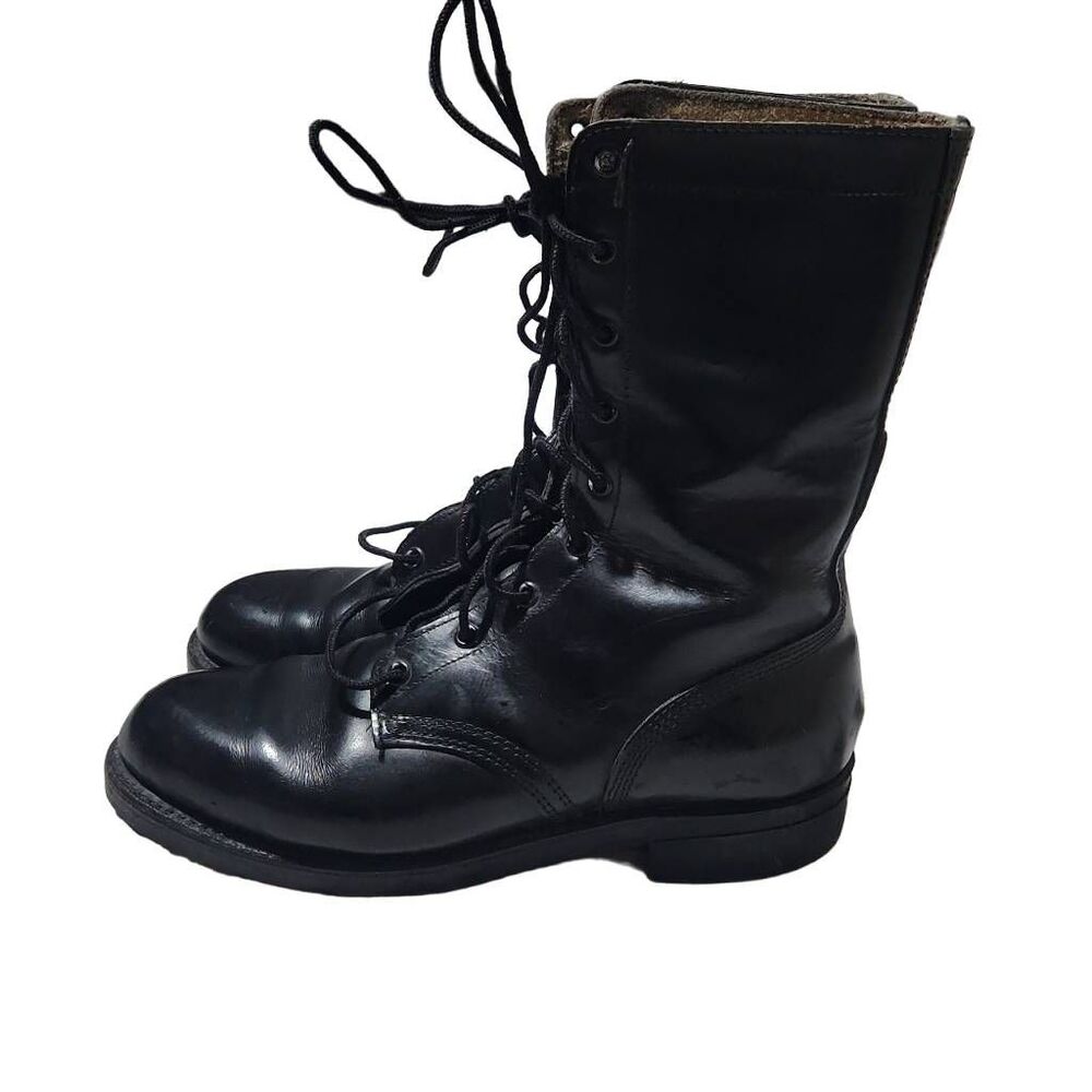 Vintage 1976 USGI Military Black Leather Combat Boots Men's 6 C Vietnam Era